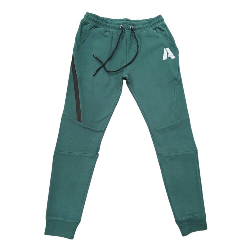 Men’s Fleece Joggers - Cotton Blend Sweatpants, Slim Fit, Washed Green